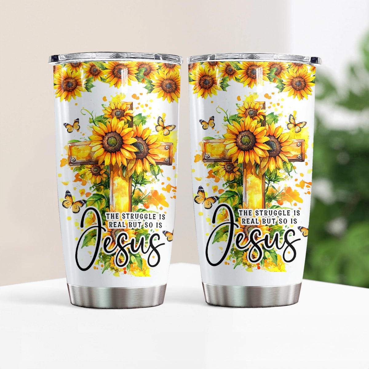 Shineful 20oz Tumbler Gott Sonnenblumen der Hoffnung