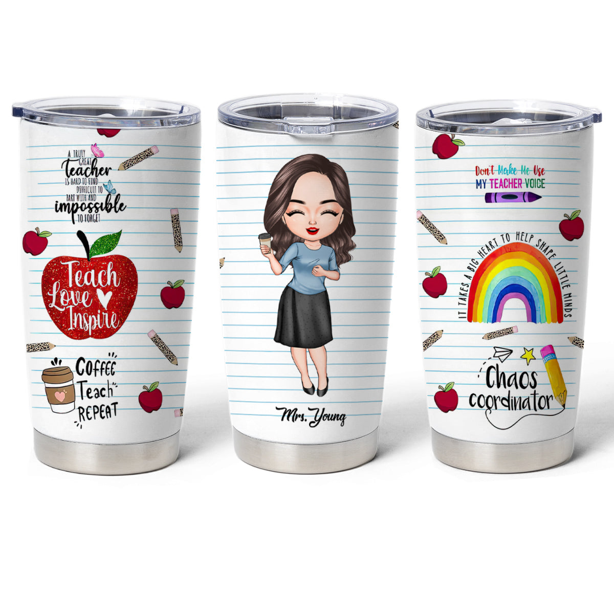 Shineful Teach Love Inspire Teacher Personalized 20oz Tumbler