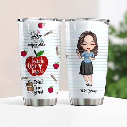 Shineful Teach Love Inspire Teacher Personalized 20oz Tumbler