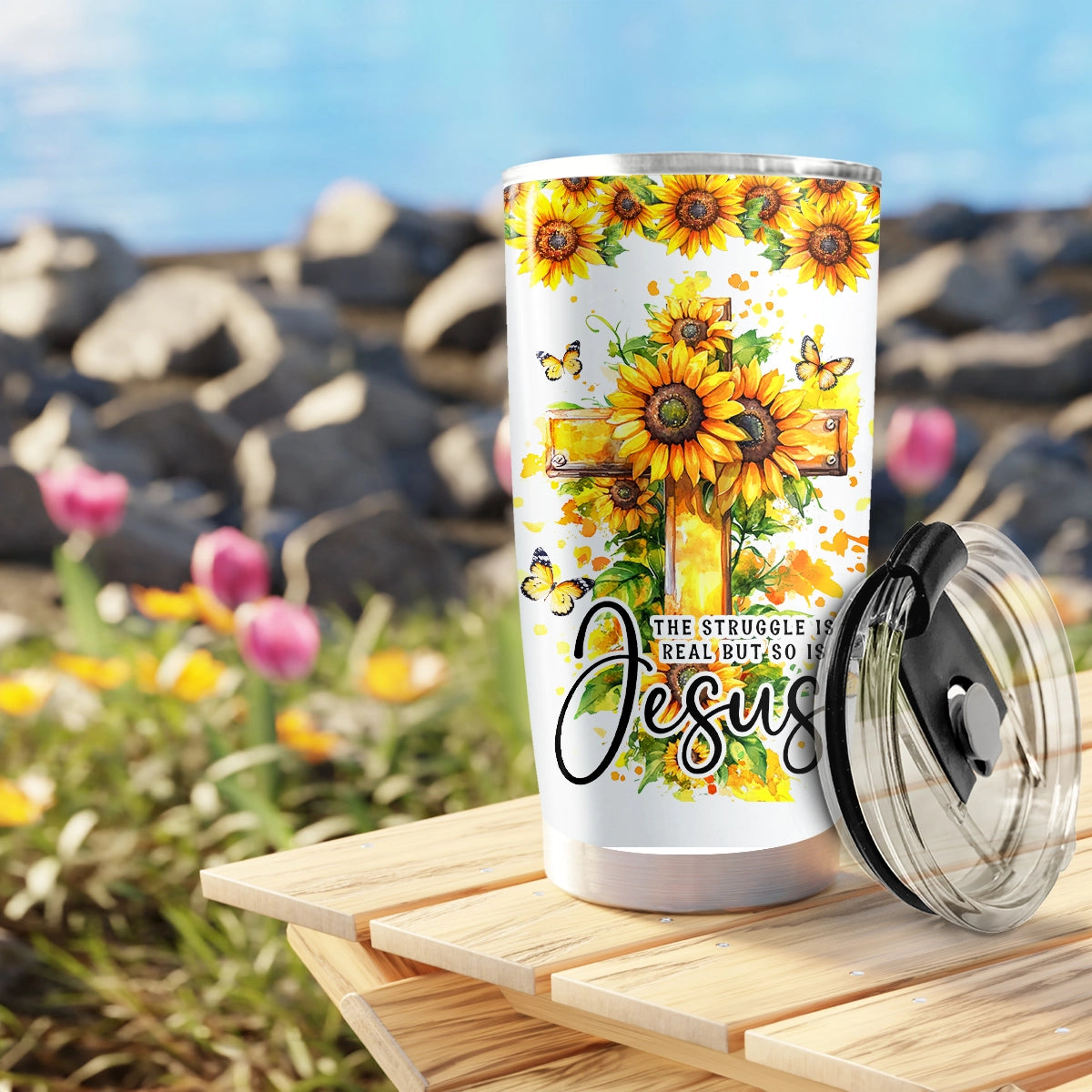 Shineful 20oz Tumbler Gott Sonnenblumen der Hoffnung