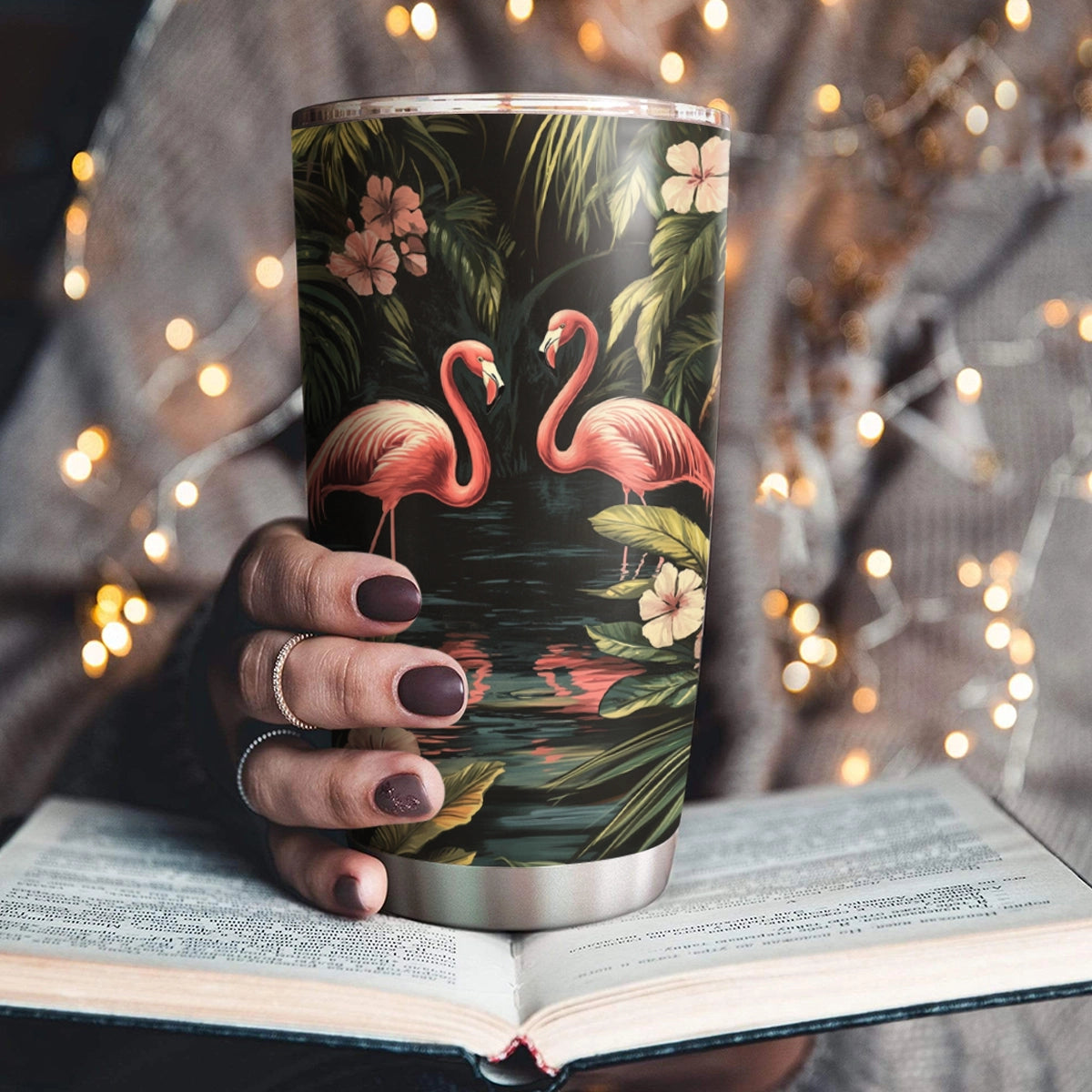 Shineful 20oz Tumbler Flamingo Mysterious Forest