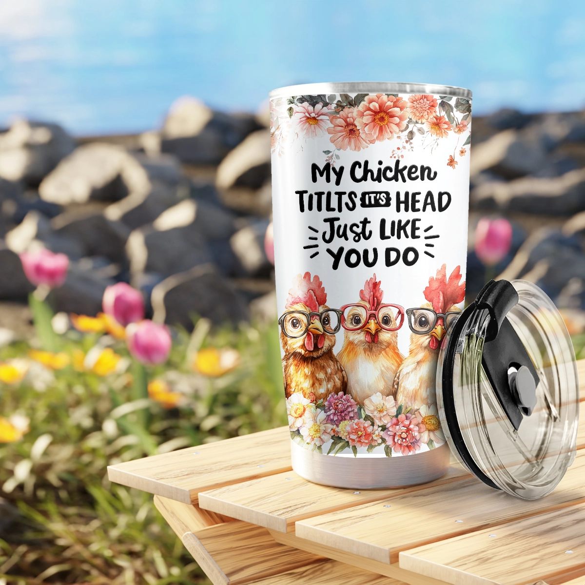 Shineful 20oz Tumbler Floral Whimsical Chicken