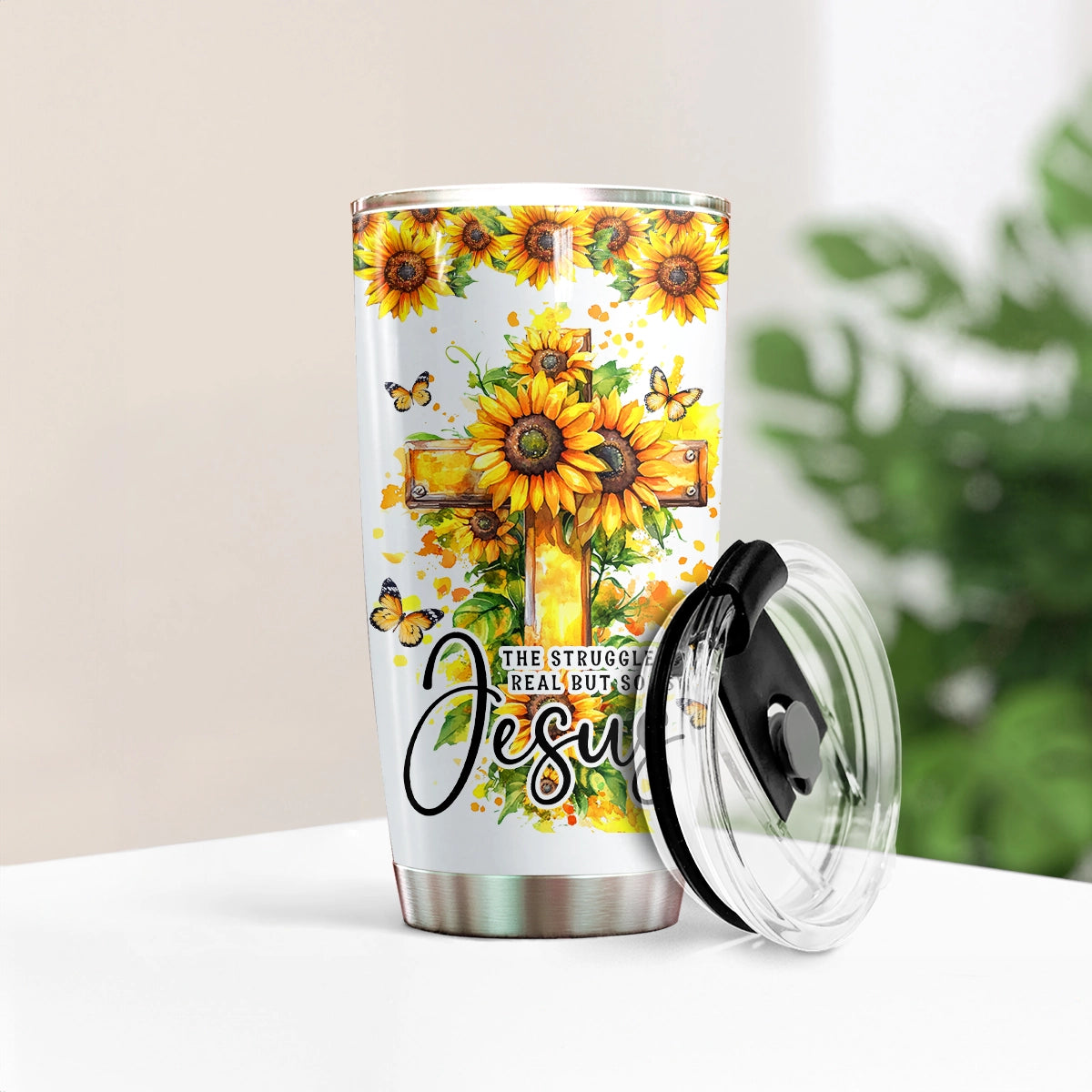 Shineful 20oz Tumbler Gott Sonnenblumen der Hoffnung