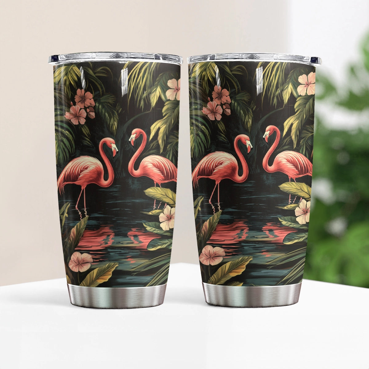 Shineful 20oz Tumbler Flamingo Mysterious Forest