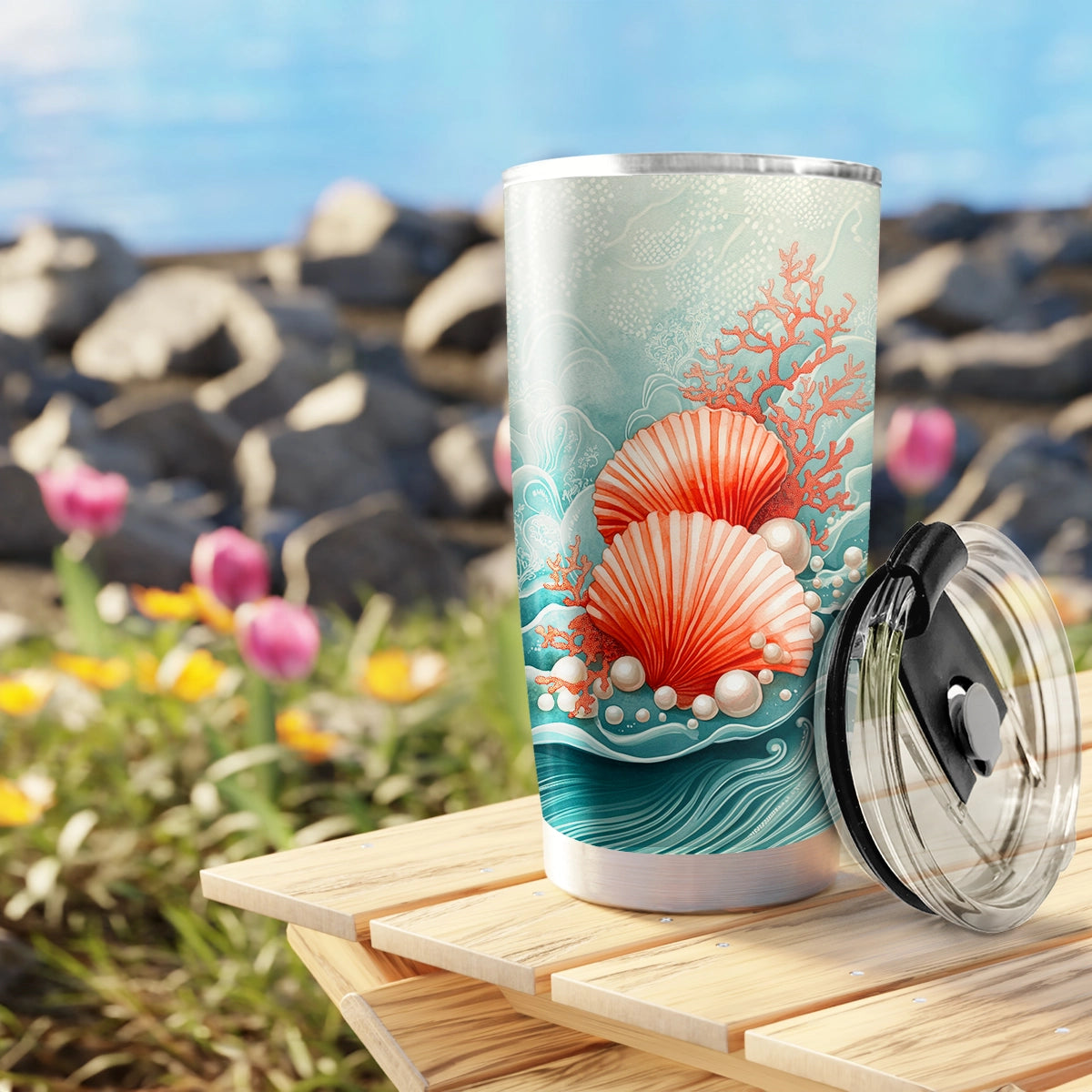 Shineful 20oz Tumbler Seashell And Pearl