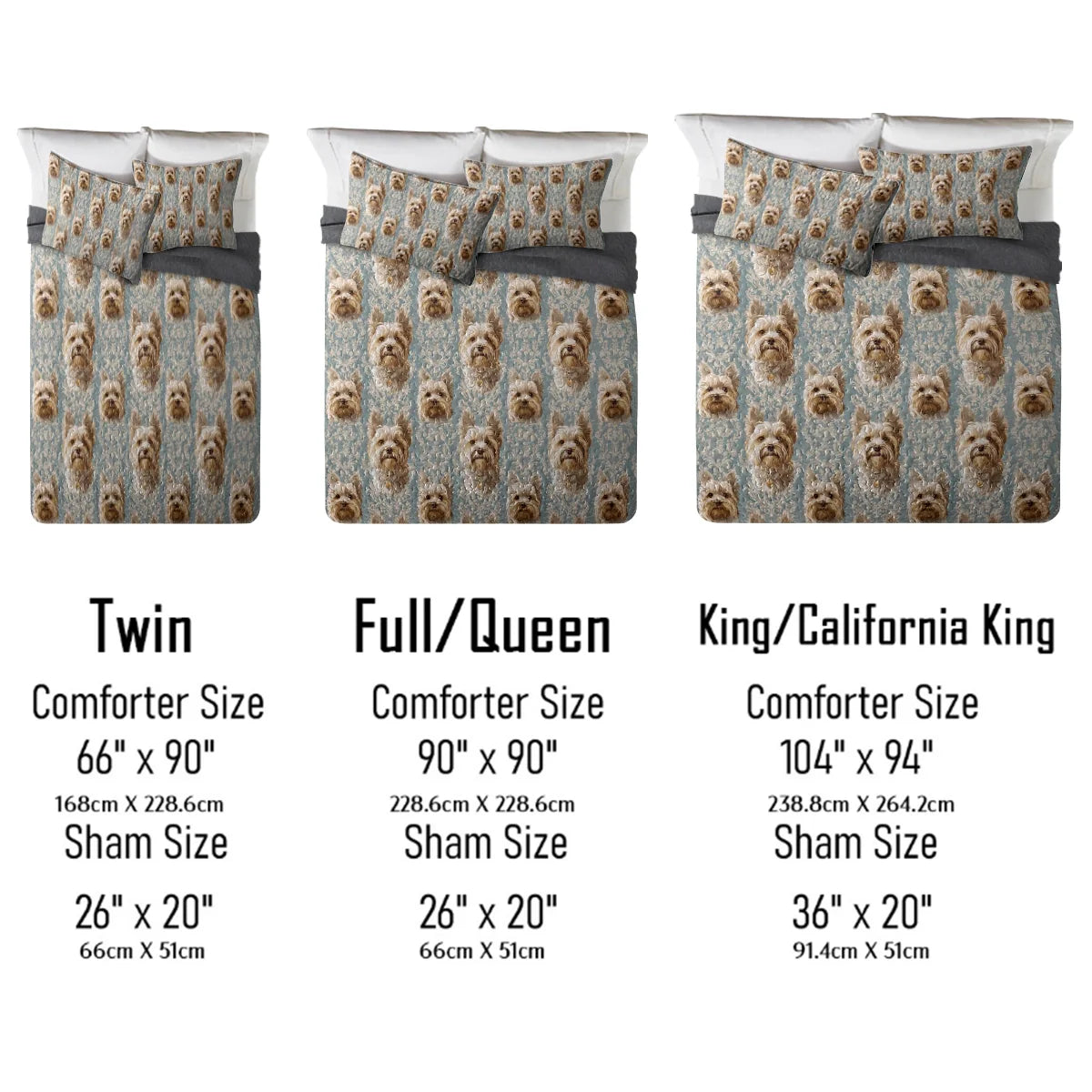 Shineful All Season Quilt 3-Piece Set Yorkie Regal Delight