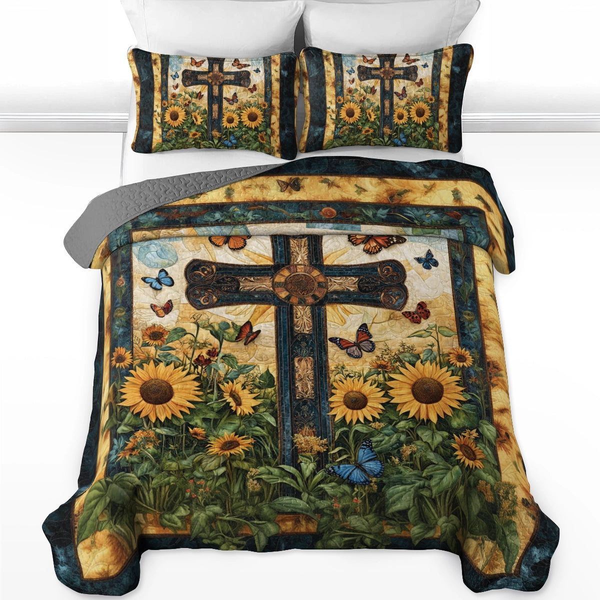 Shineful All Season Quilt 3-Piece Set Eden’s Cross Comforter