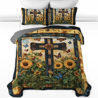 Shineful All Season Quilt 3-Piece Set Eden’s Cross Comforter