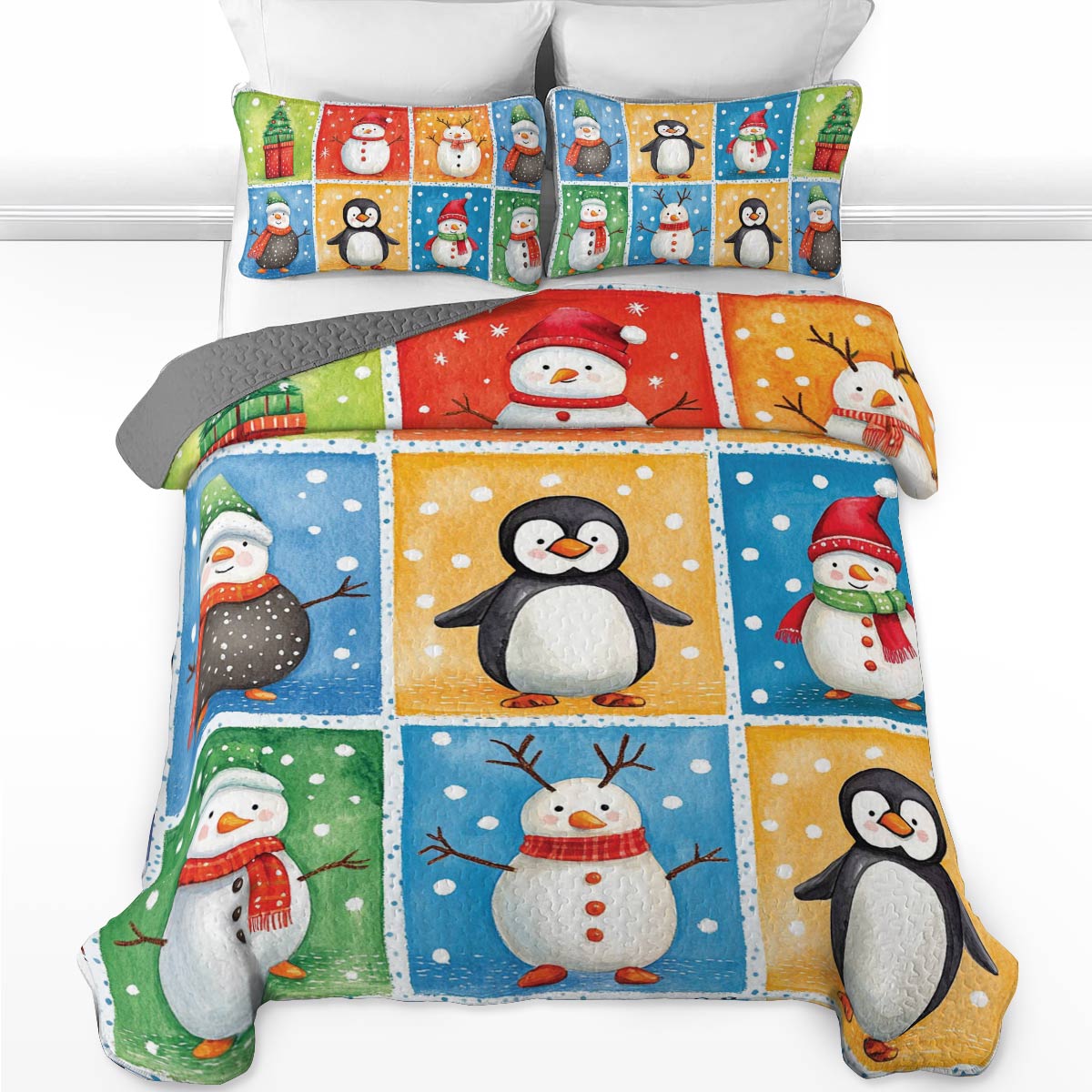 Shineful All Season Quilt 3-Piece Set Cozy Penguins