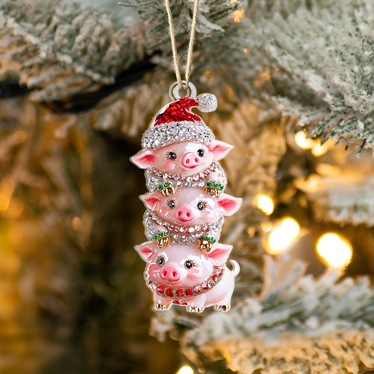 Shineful 2D Acrylic Ornament Twinkling Stack Of Piggies