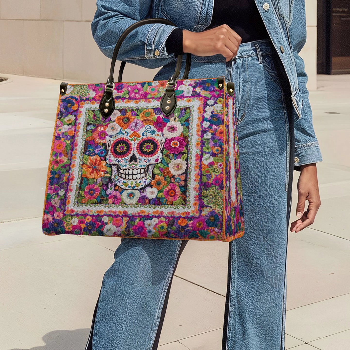 Shineful Leather Bag Day of The Dead Bloom