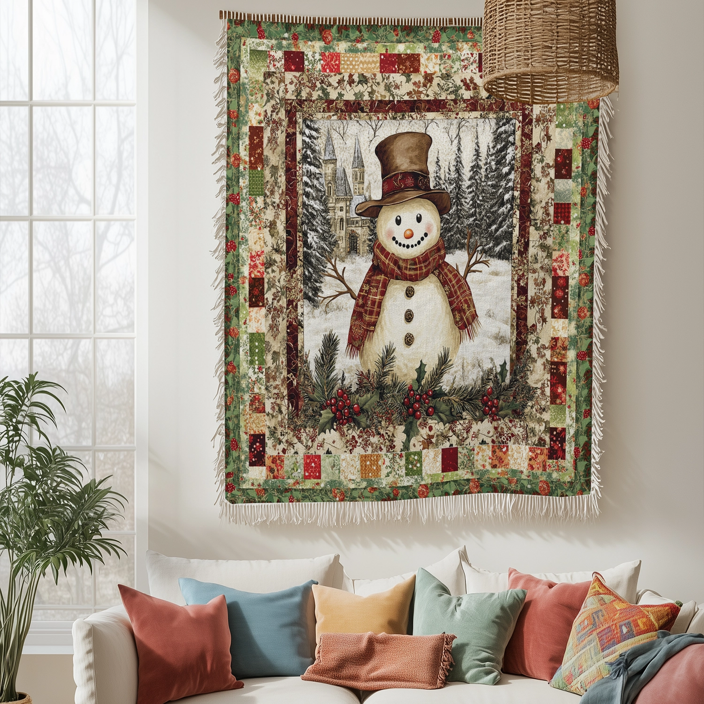 Shineful Woven Tapestry Throw Blanket - Vintage Snowman