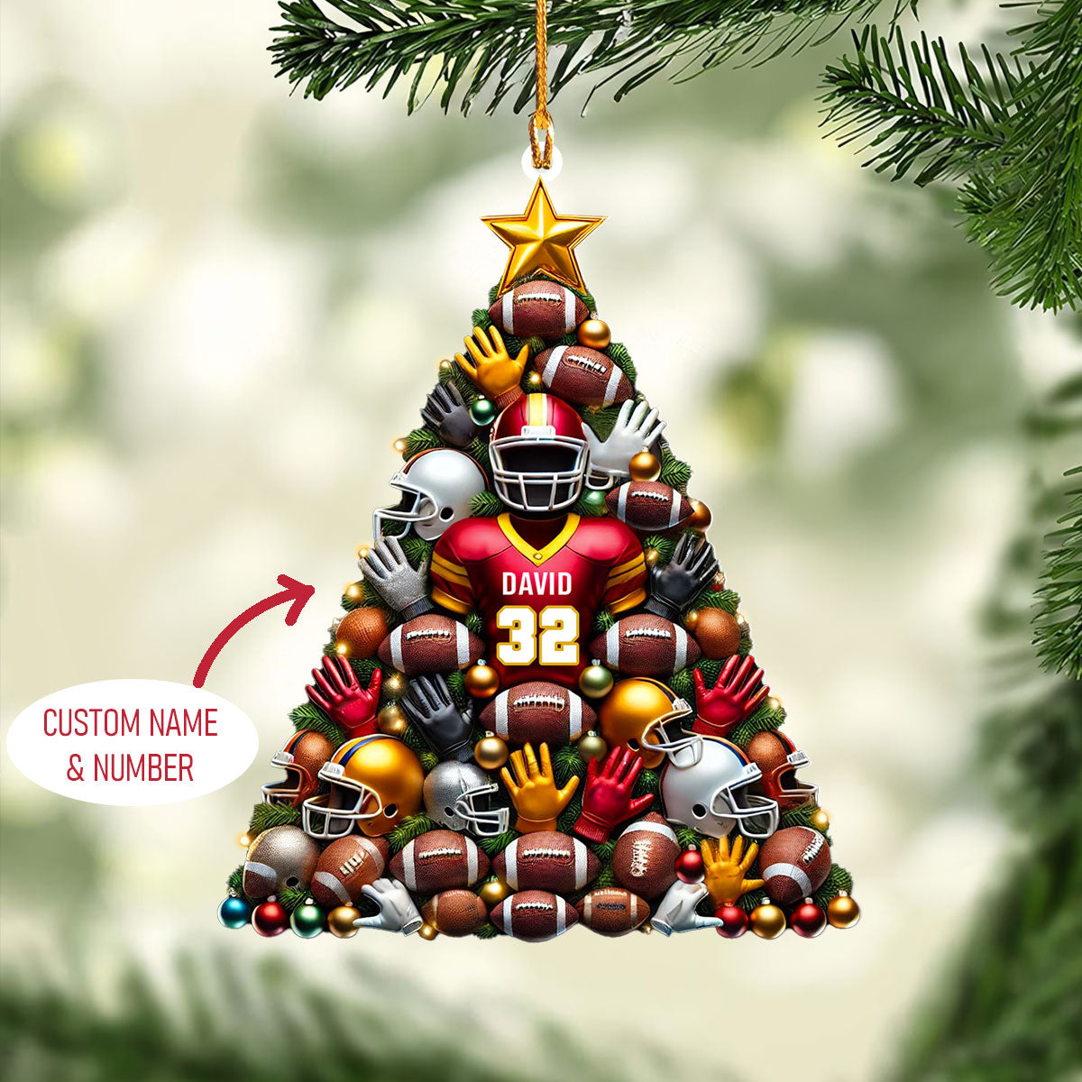 Shineful Personalized 2D Acrylic Ornament Football Christmas Spirit