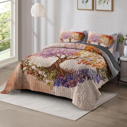 Shineful All Season Quilt 3-Piece Set Four Seasons Tree