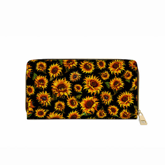 Shineful Leather Clutch Purse With Wristlet Strap Handle Sunburst Elegance