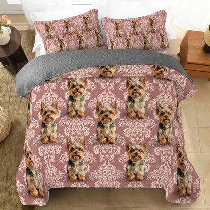 Shineful All Season Quilt 3-Piece Set Elegant Yorkie Bliss