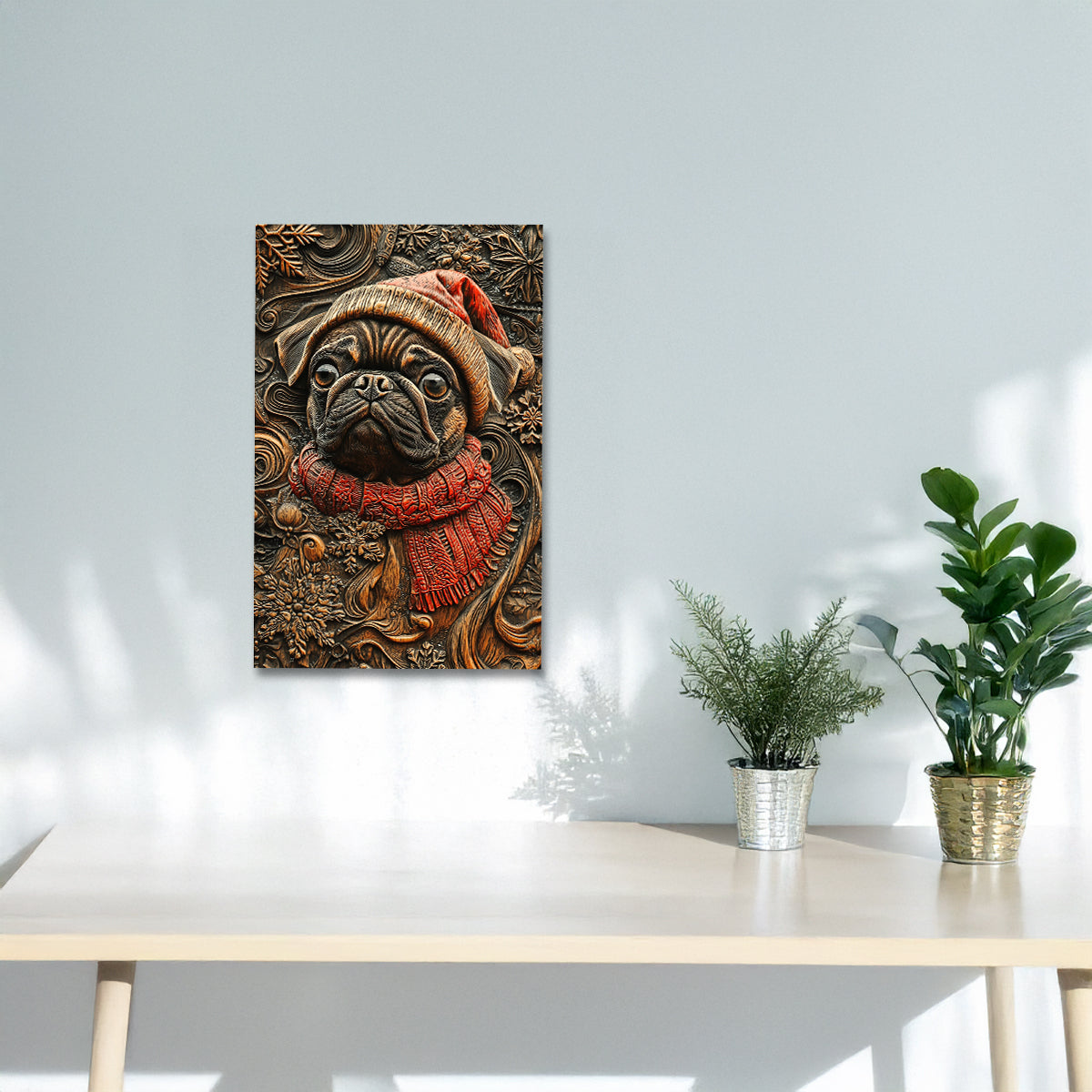 Shineful 2D Metal Sign Vintage Christmas Pug