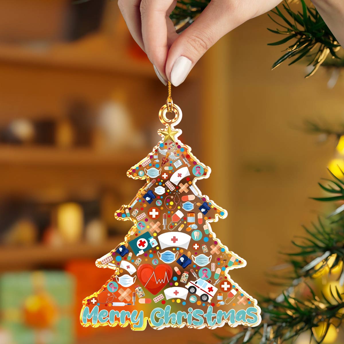 Shineful 2D Acrylic Ornament Merry Medics Holiday