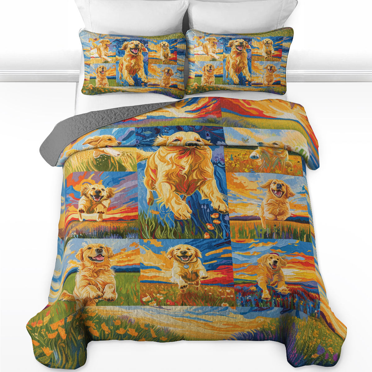 Shineful All Season Quilt 3-Piece Set Golden Smile