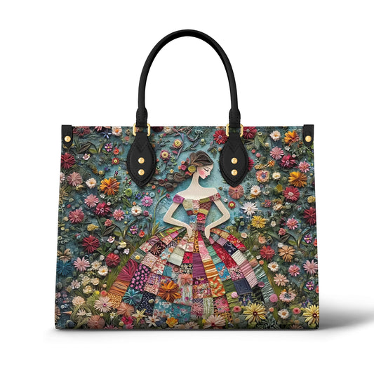 Glänzende Ledertasche Floral Fantasy