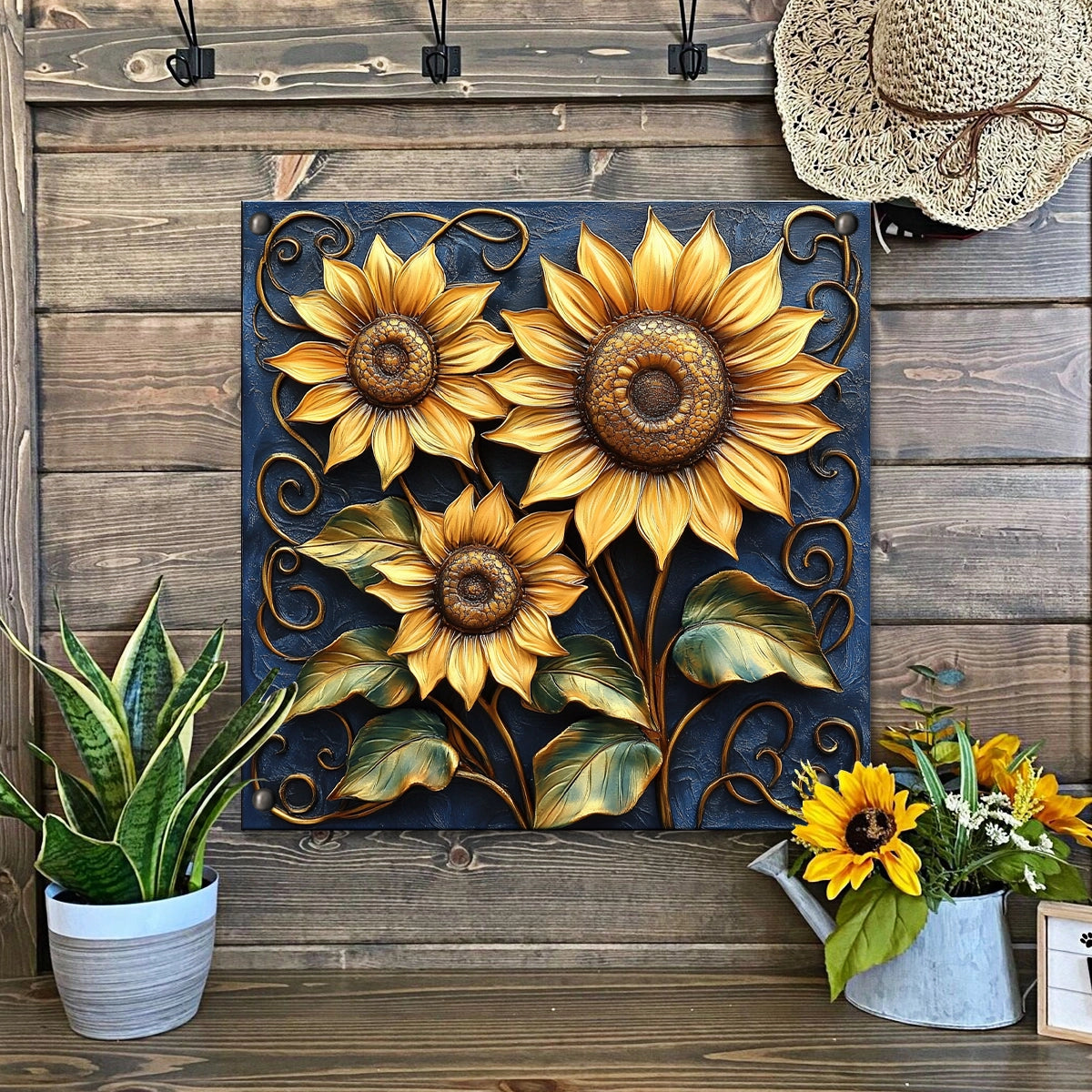 Shineful 2D Metal Sign Golden Sunflower Garden