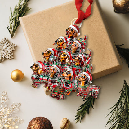 Shineful 2D Acrylic Ornament - Dachshund Delight Christmas