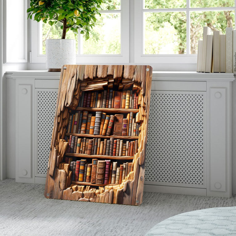 Shineful 2D Metal Sign Vintage Bookcase