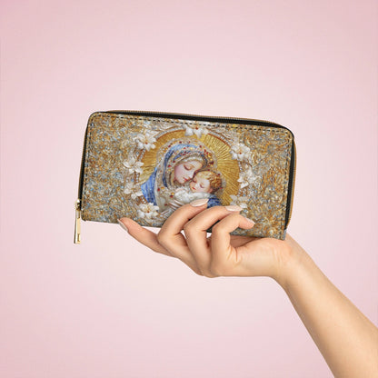 Shineful Leather Clutch Purse With Wristlet Strap Handle Holy Embrace