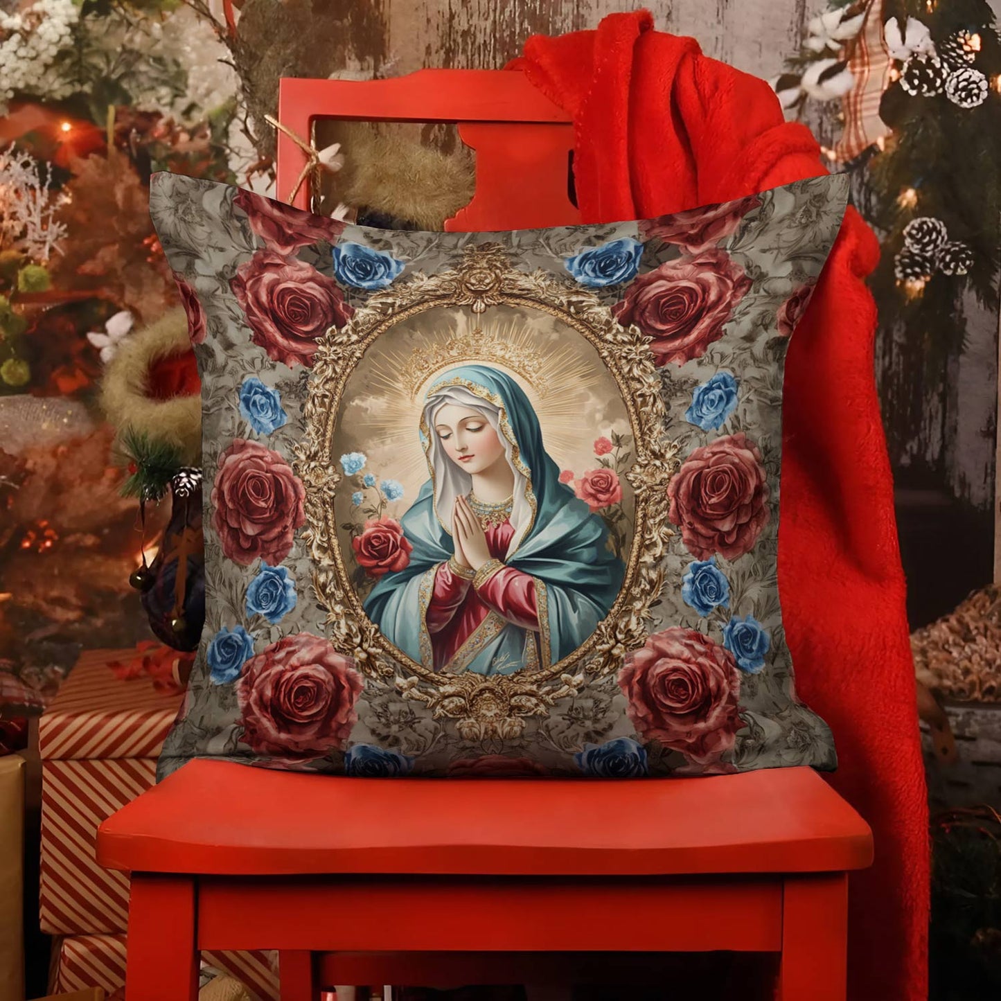 Housse de coussin, taie d'oreiller, taies d'oreiller imprimées en 2D brillantes Heavenly Rose and Mary