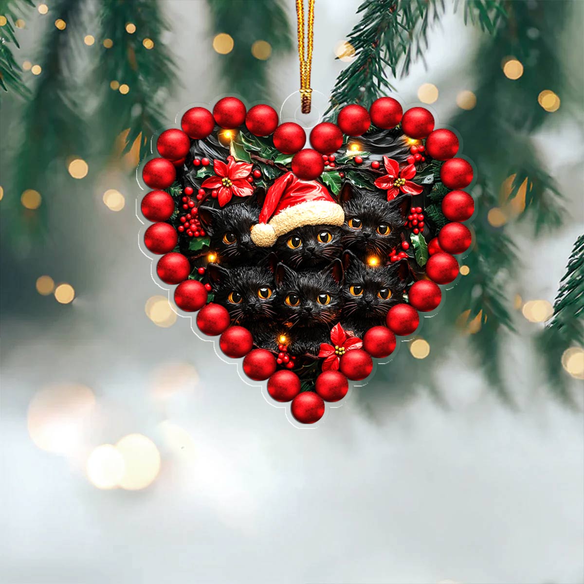 Shineful 2D Acrylic Ornament Gorgeous Black Cats Heart