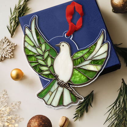 Shineful 2D Acrylic Ornament - Dove And Olive Branch