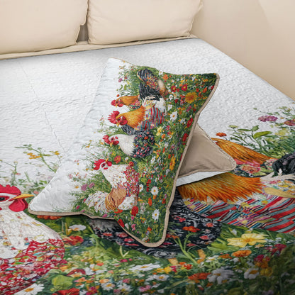 Shineful All Season Quilt 3-Piece Set Morning Glory Rooster