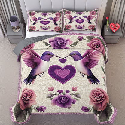 Shineful All Season Quilt 3-Piece Set Hummingbird Couple