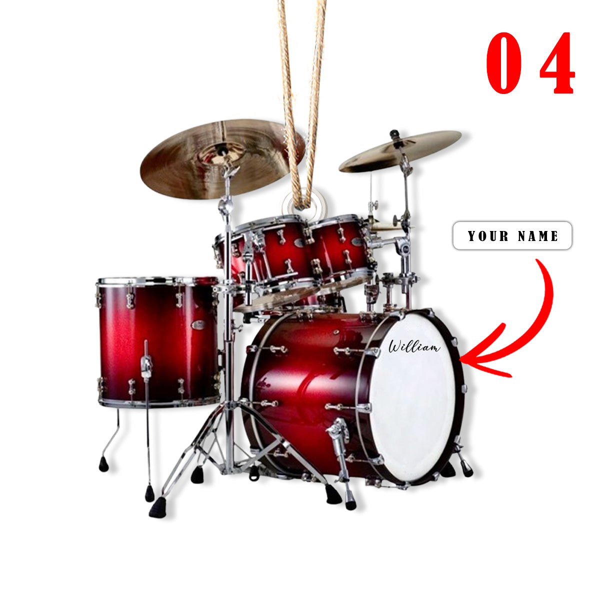 Shineful Personalized 2D Acrylic Ornament - Drum Set Christmas