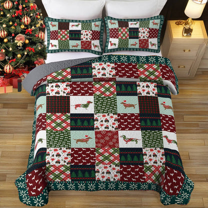 Shineful All Season Quilt 3-Piece Set Dachshund Christmas