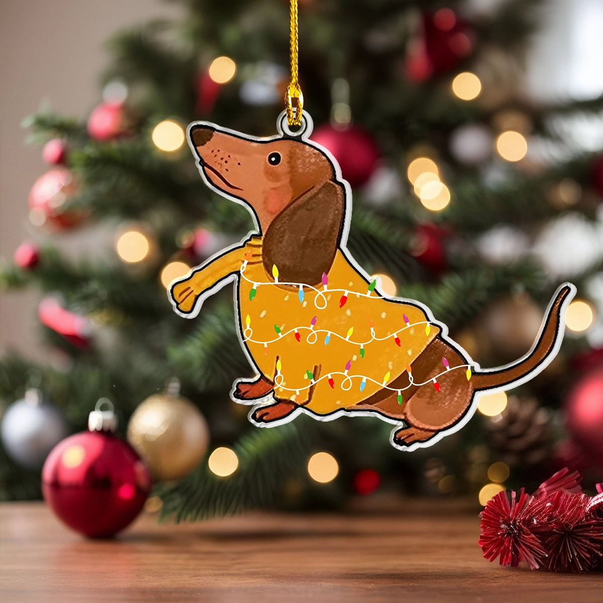 Shineful Acrylic Ornament Festive Dachshund Lights