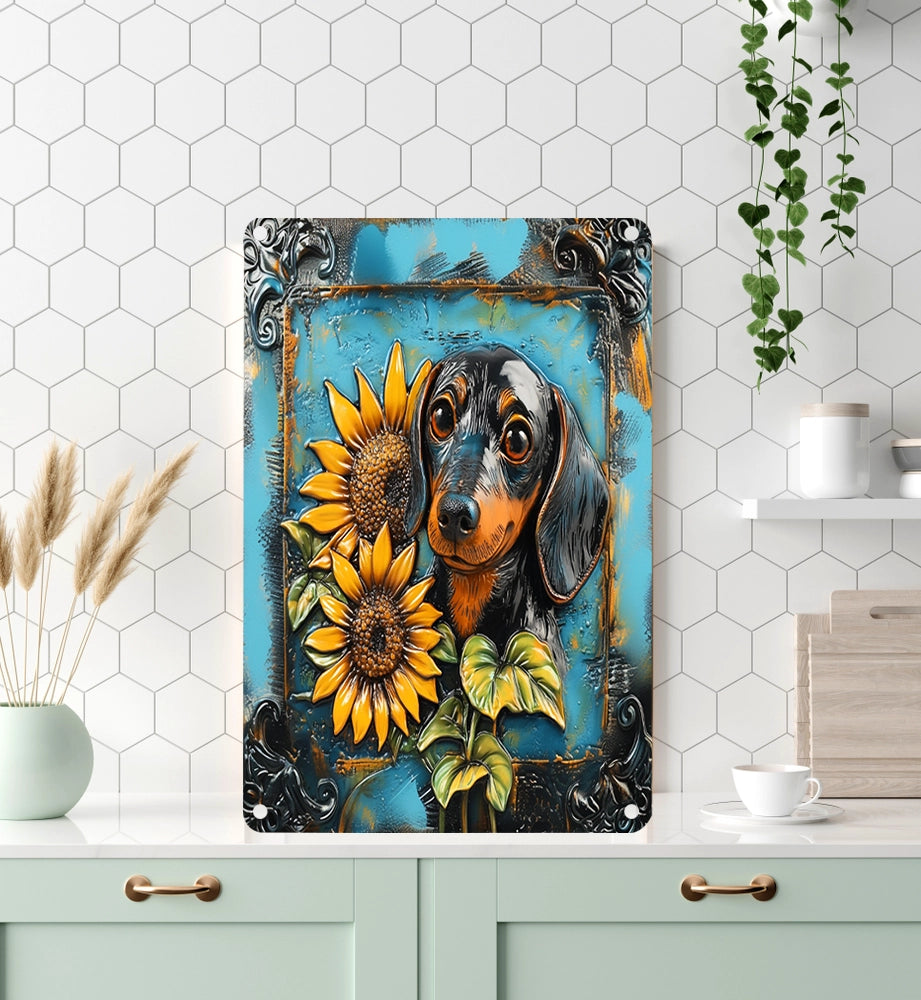 Shineful 2D Metal Sign Sunflower Dachshund Delight