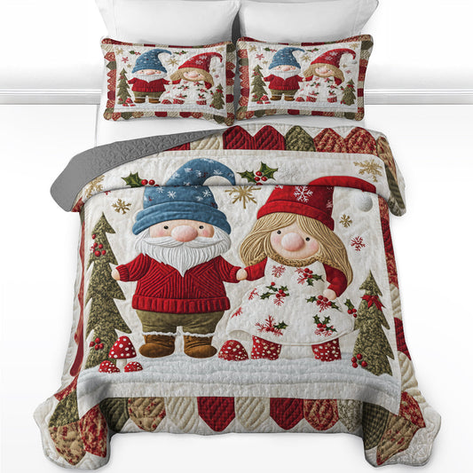 Shineful All Season Quilt 3-Piece Set Personalized Lovely Gnome Couple