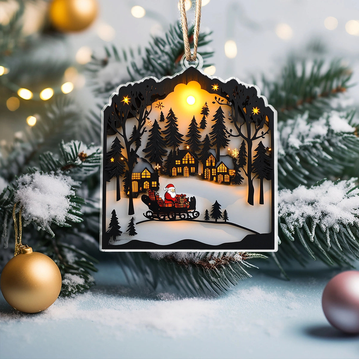 Shineful 2D Acrylic Ornament Santa's Twilight Journey