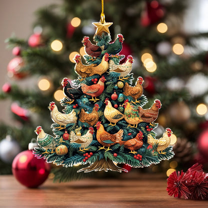 Shineful 2D Acrylic Ornament Chicken Coopmas Tree