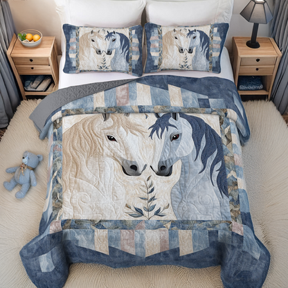 Shineful All Season Quilt 3-Piece Set - Ethereal Blue Harmony