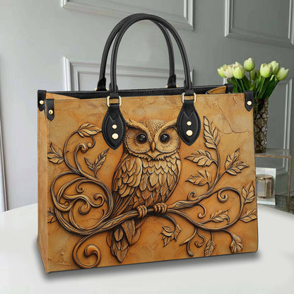 Shineful Leather Bag - Golden Grace Owl