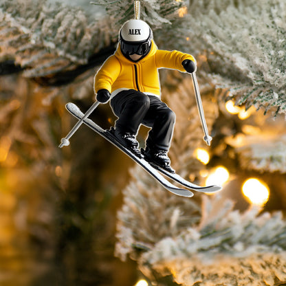 Shineful 2D Acrylic Ornament Personalized Skiing Fun