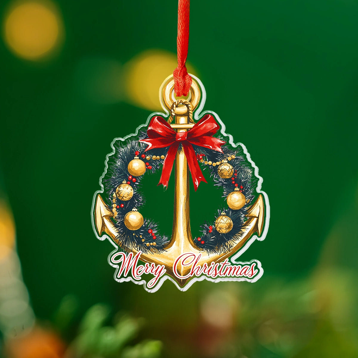 Shineful Acrylic Ornament Sailing Golden Anchor Christmas