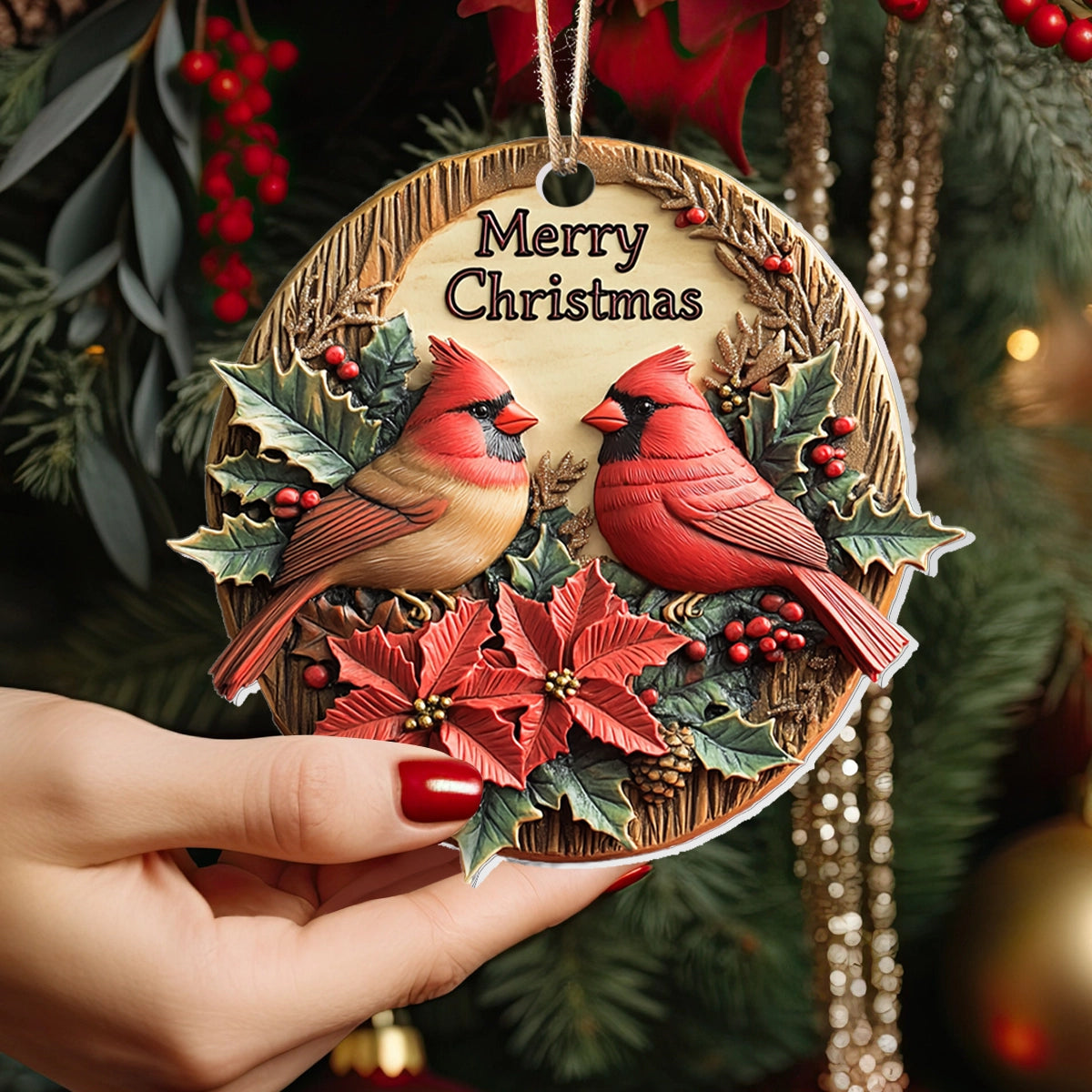 Shineful 2D Acrylic Ornament - Cardinal Couple Christmas Charm