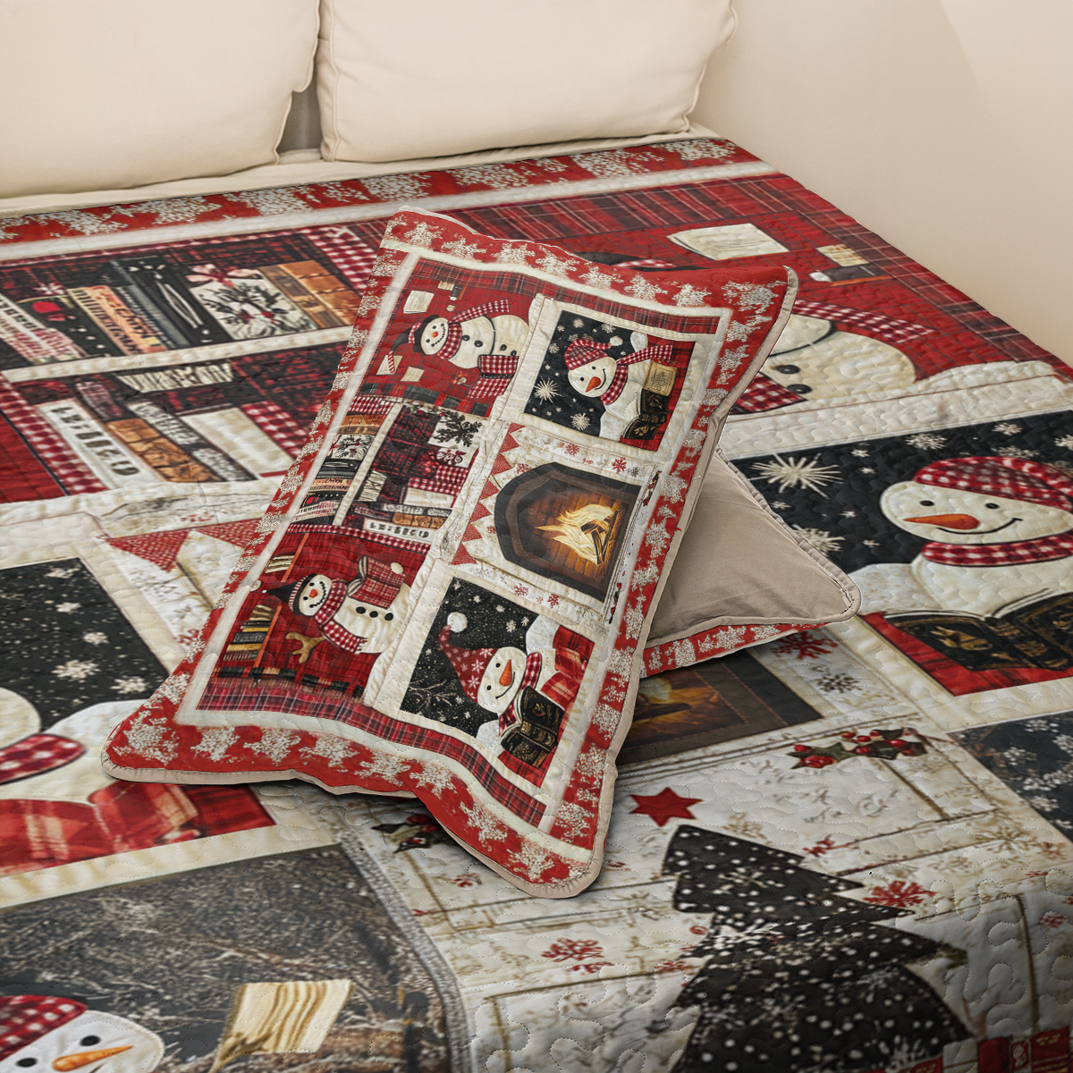 Shineful All Season Quilt 3-Piece Set Snowman Fireside Reading Delight