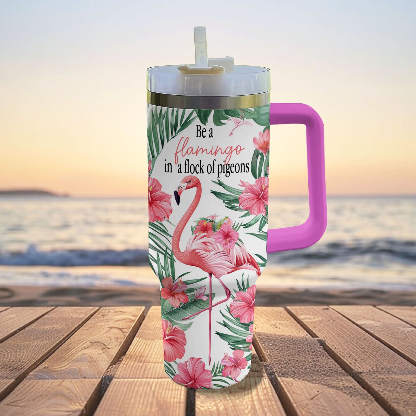 Glänzender Becher Flamingo Grace