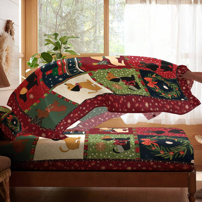 Shineful 4-Piece Bed Sheet Set Festive Dachshunds