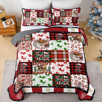 Shineful All Season Quilt 3-Piece Set Horse Christmas Cowgirl Spirit