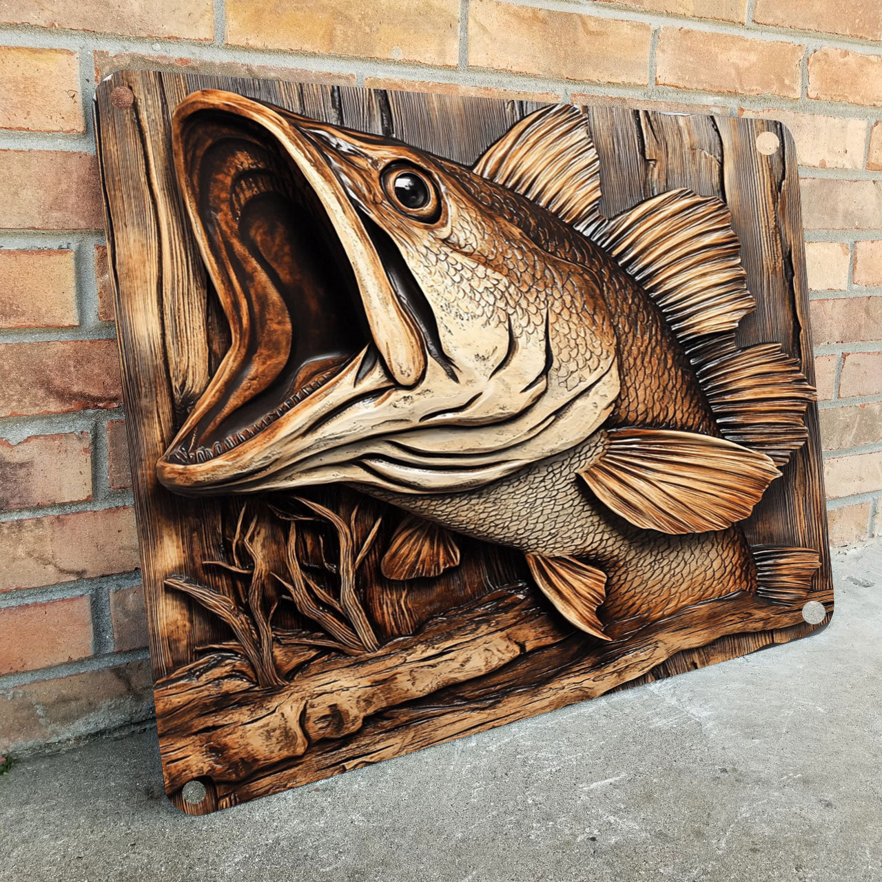 Shineful 2D Metal Sign Gone Fishing Bass